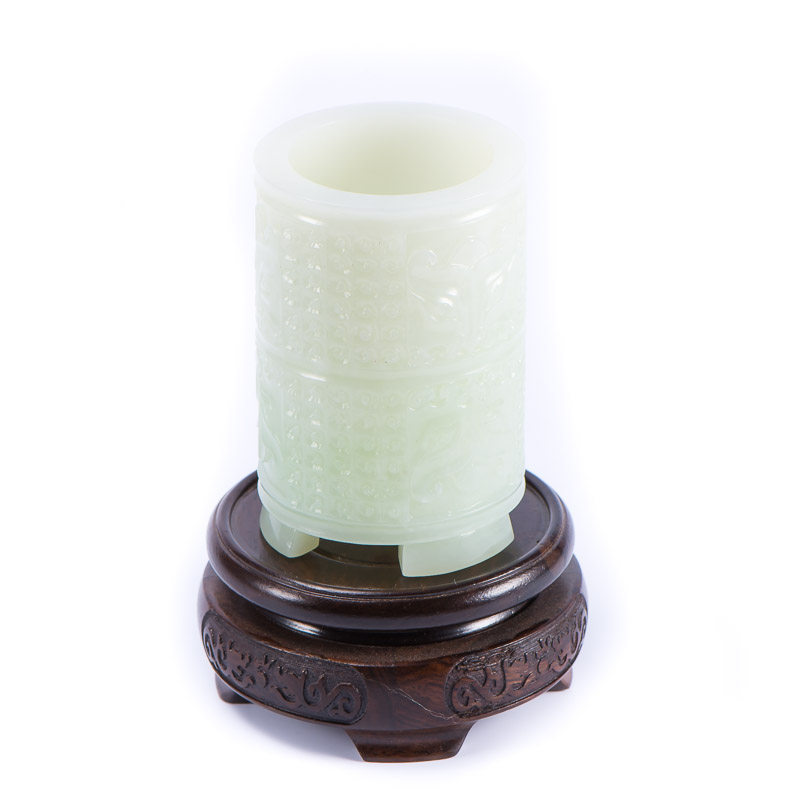 [源头好货-镇平]河南省玉石雕刻大师吴春强 笔筒摆件