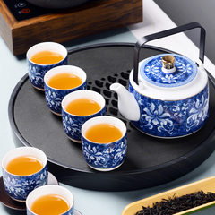 尚言坊 青花瓷茶具礼盒装 提梁壶创意整套陶瓷功夫茶具套装茶杯