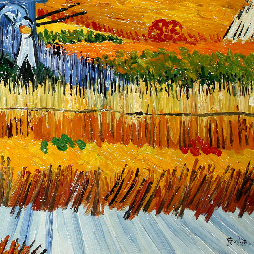 【双十二】(临摹)梵高《金色的田野》布面油画
