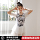泳衣女新款中国风中式连体白色泡泡袖遮手臂裙式高级感泡温泉度假