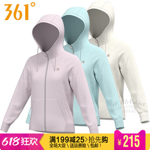 361度女装运动服卫衣棉2024春季新款361连帽开襟针织衫外套4009A