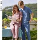 绮瑞夏季新款情侣短袖睡衣纯棉男士格子开衫长裤套装女简约家居服