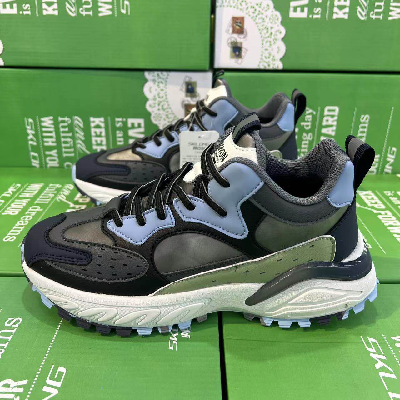 新款帅克龙鞋子男冬季加绒休闲板鞋厚底增高运动鞋时尚百搭保暖潮