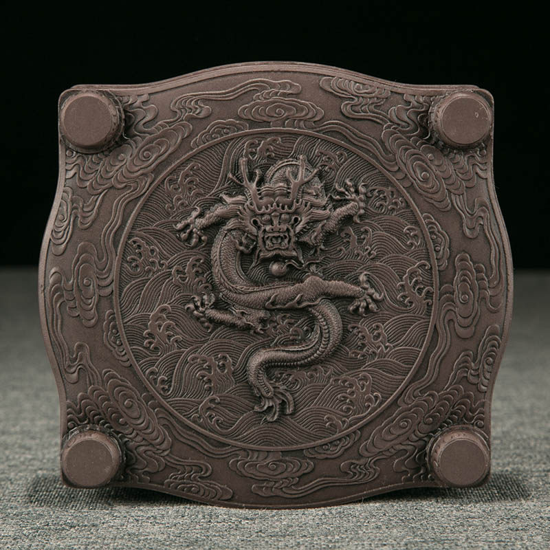 工艺美术师 莫日勤作品 宋坑《四足九龙》砚