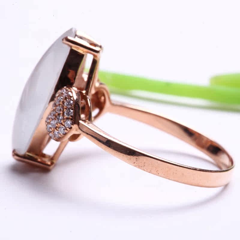 意绵绵天然a货 18k金镶钻翡翠戒指 3.06克 188437