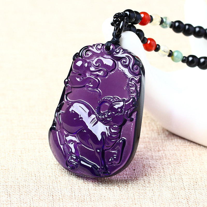 紫水晶生肖牛牛转乾坤吉福牛守福岁吊坠玉牛吉祥物牛形饰物牛型