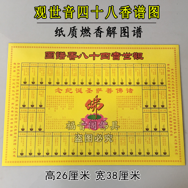 观世音四十八香谱图寺院佛前贡香上香烧香谱图解纸质供香图解包邮