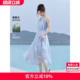 沫晗依美“冰镇色调”收腰慵懒感长裙2025夏季新款法式茶歇连衣裙