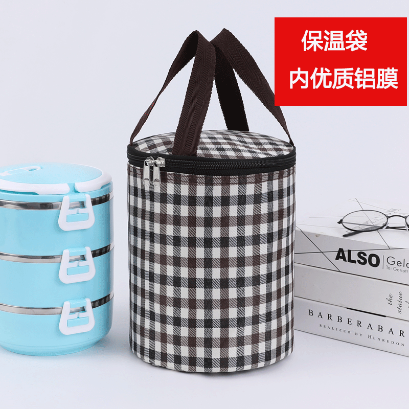 圆形保温桶饭盒袋子保温包大容量带饭饭盒袋保温保鲜铝箔圆形袋包