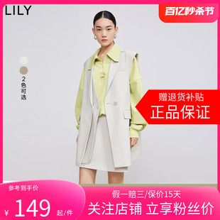 【商场同款】LILY2024春新款女装时尚洋气双门襟宽松西装马甲外套