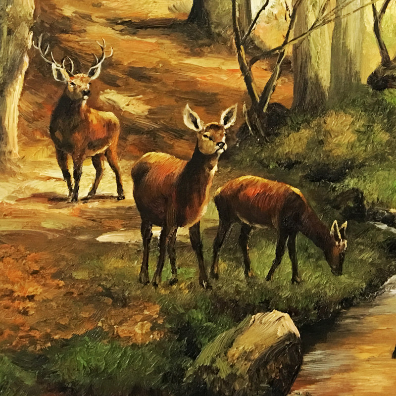 曾红娟《林间小鹿》90x60cm 布面油画