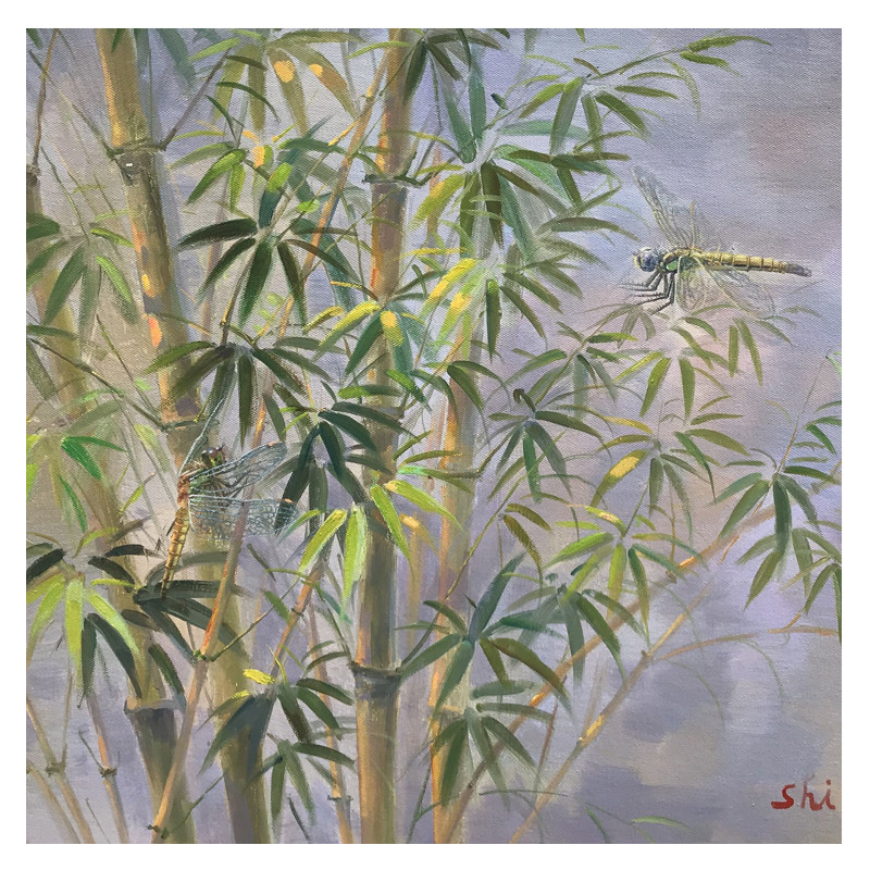 林仕营《竹报平安》油画作品60x90cm