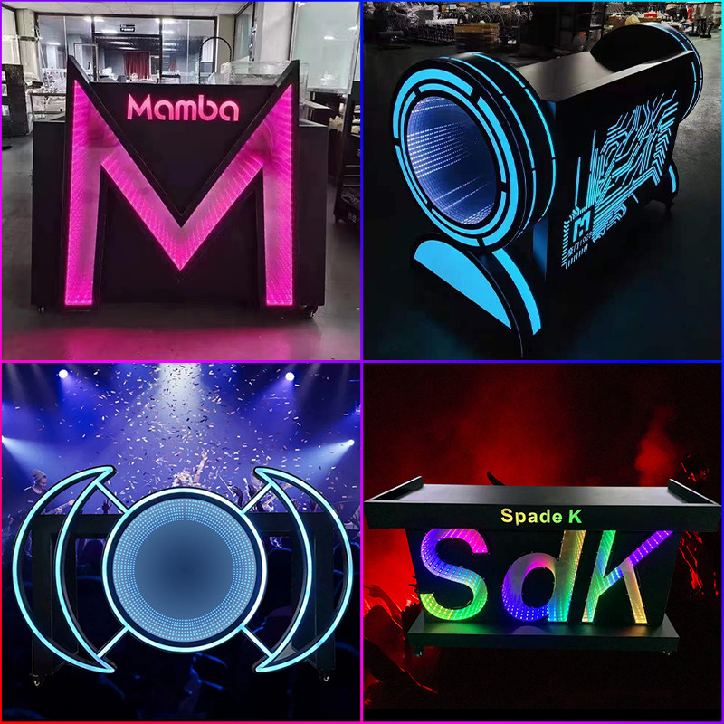 酒吧dj台led发光亚克力dj台包厢ktv发光升降桌可移动打碟机桌子