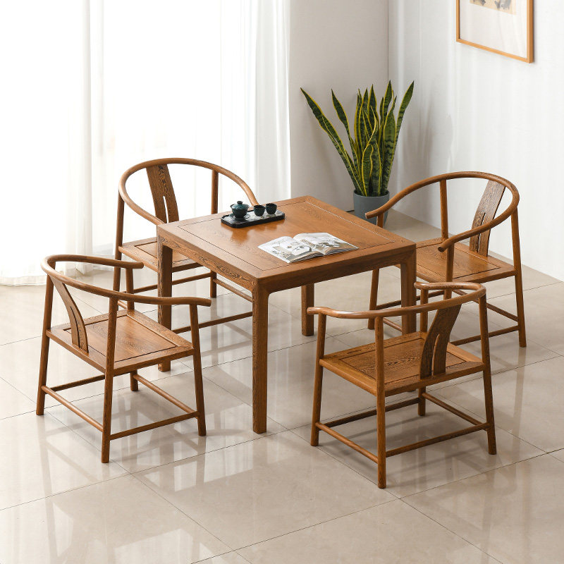 鸡翅木八仙桌实木正方形餐桌新中式红木家用原木四方桌饭桌椅组合