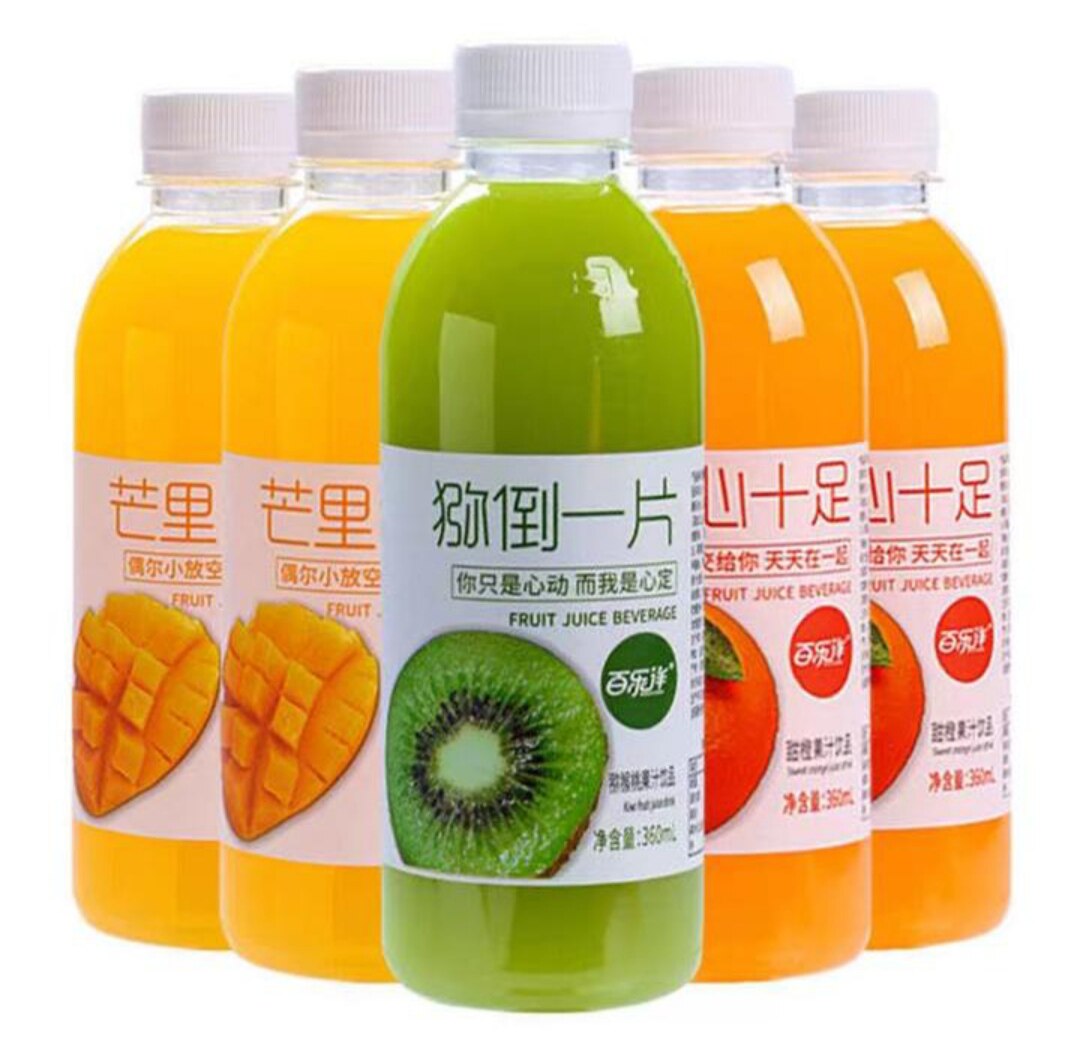 新日期百乐洋橙心十足芒果甜橙猕猴桃汁果味果汁饮料360ml*6瓶