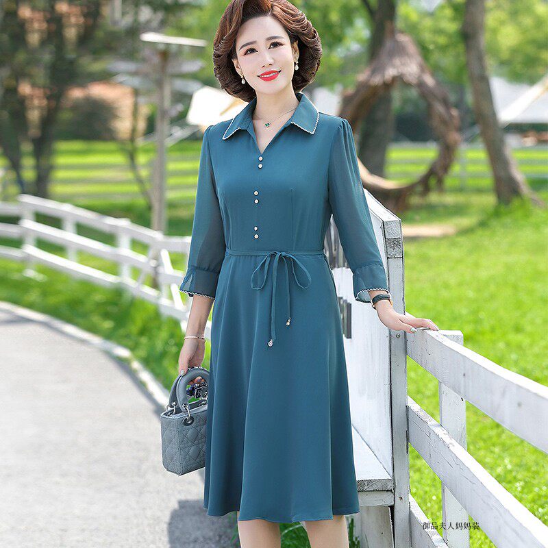 中年妇女连衣裙夏新款时尚高贵