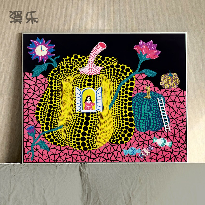 草间弥生装饰画 Yayoi Kusama波普风日本画家艺术版画玄关挂画