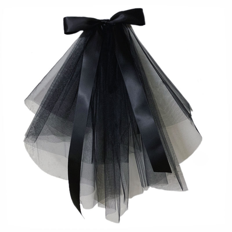 黑色头纱头饰饰品复古写真拍照道具装饰新娘婚纱结婚暗黑短款舞台