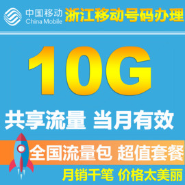 浙江移动全国流量共享10G手机充值包2G/3G/4G通用共享流量充值卡