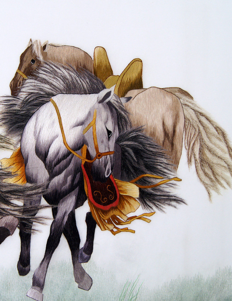 苏绣《盛世八骏》汤晓红 刺绣