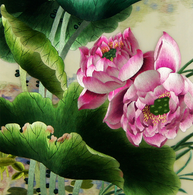 苏绣《并蒂莲》 单面绣 刺绣