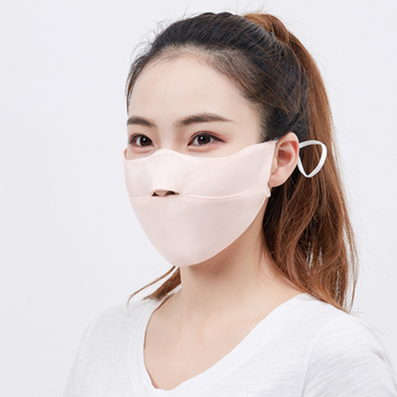 防晒口罩女防紫外线夏季薄款开口冰丝面罩遮阳防尘透气夏天可清洗