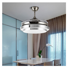隐形风扇灯 吊扇灯客厅餐厅卧室家用简约现代带LED的伸缩风扇吊灯