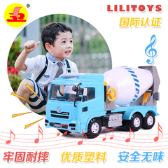 力利儿童玩具音乐滚筒车 宝宝工程车模型 水泥搅拌车3-6周岁礼物
