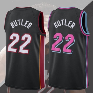 定制吉米巴特勒22号球衣南海岸蓝色骚粉罪恶之夜城市版复古篮球服