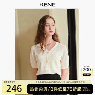 KBNE针织衫女V领短袖上衣2024夏季新款高级感今年流行漂亮小衫