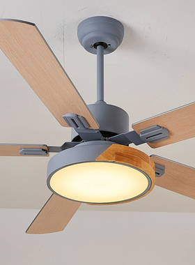 北欧吊扇灯餐厅简约风扇灯客厅卧室家用大风力电扇带风扇吊灯静音