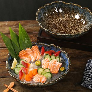 日式陶瓷刺身碗创意海鲜三文鱼拼盘干冰意境菜盘商用日韩料理餐具