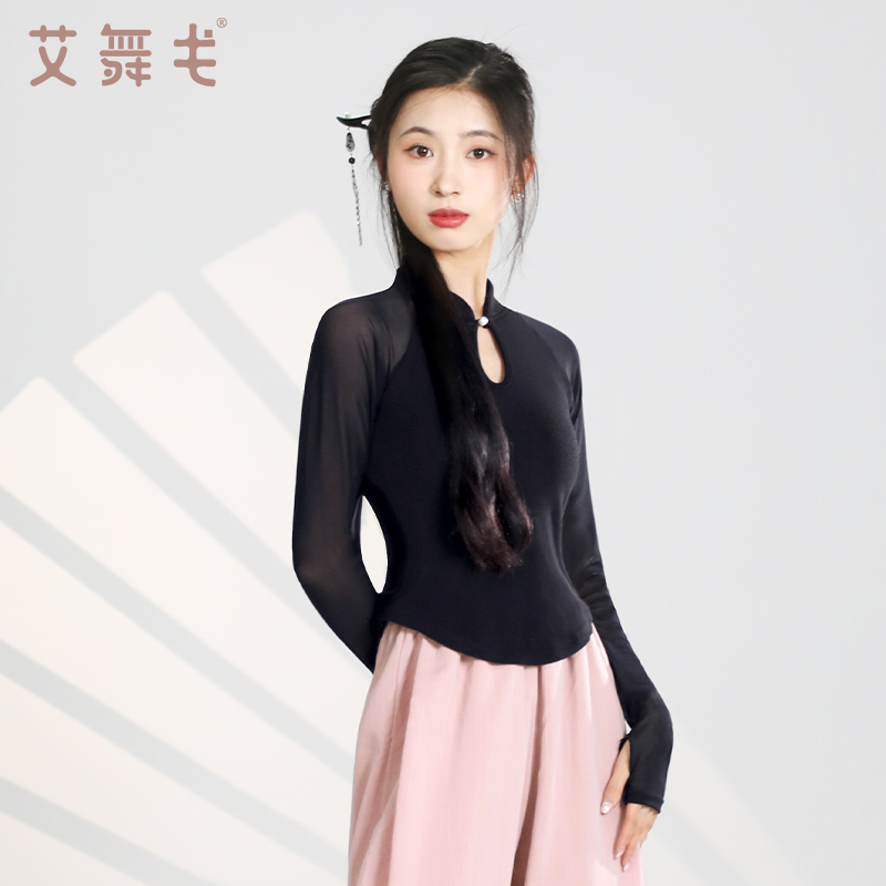 艾舞戈现代舞练功服上衣女新款中式舞蹈服中袖古典中国舞形体服装