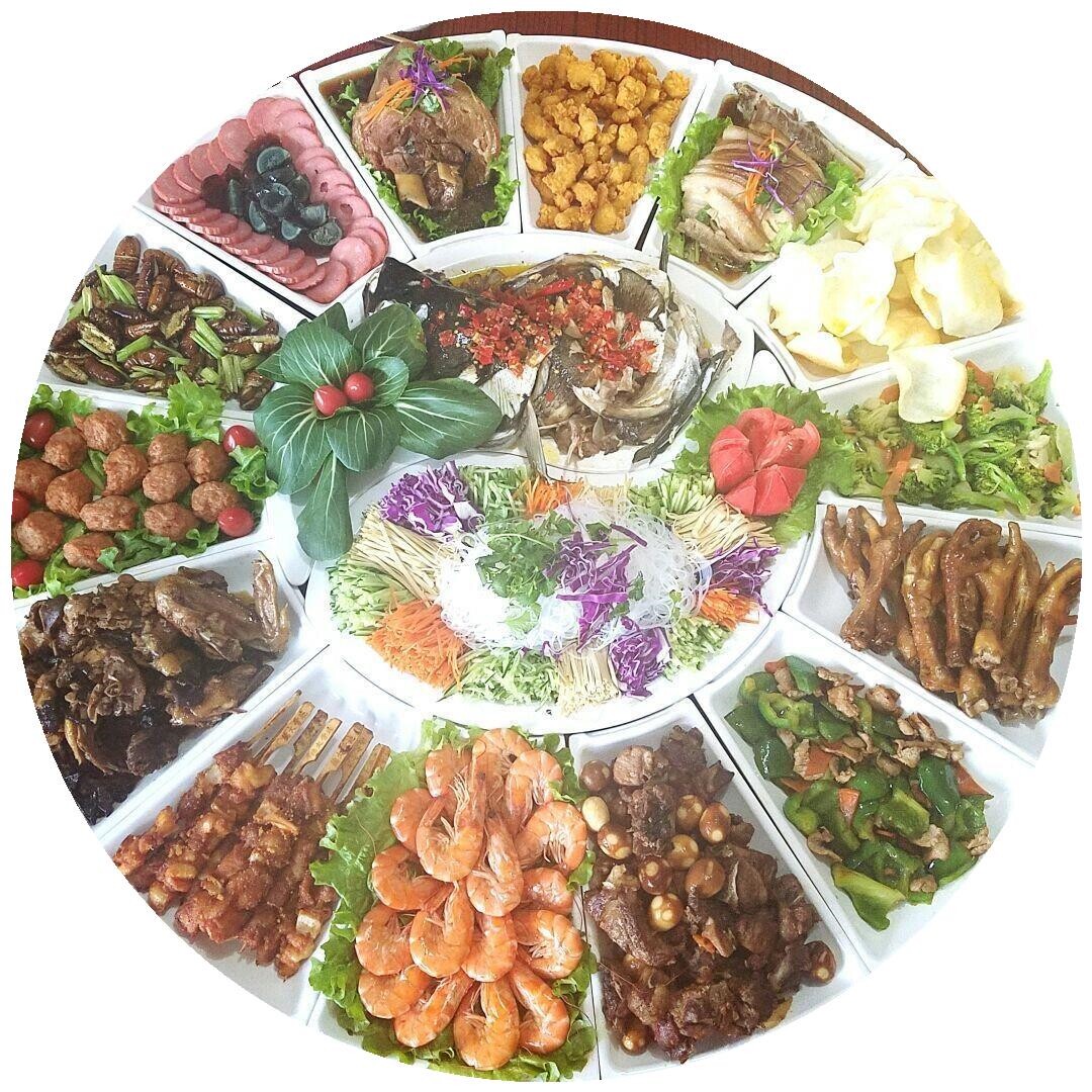 年夜饭餐厅家用摆盘套装扇形盘组合餐具团圆酒席宴席圆桌太极拼盘