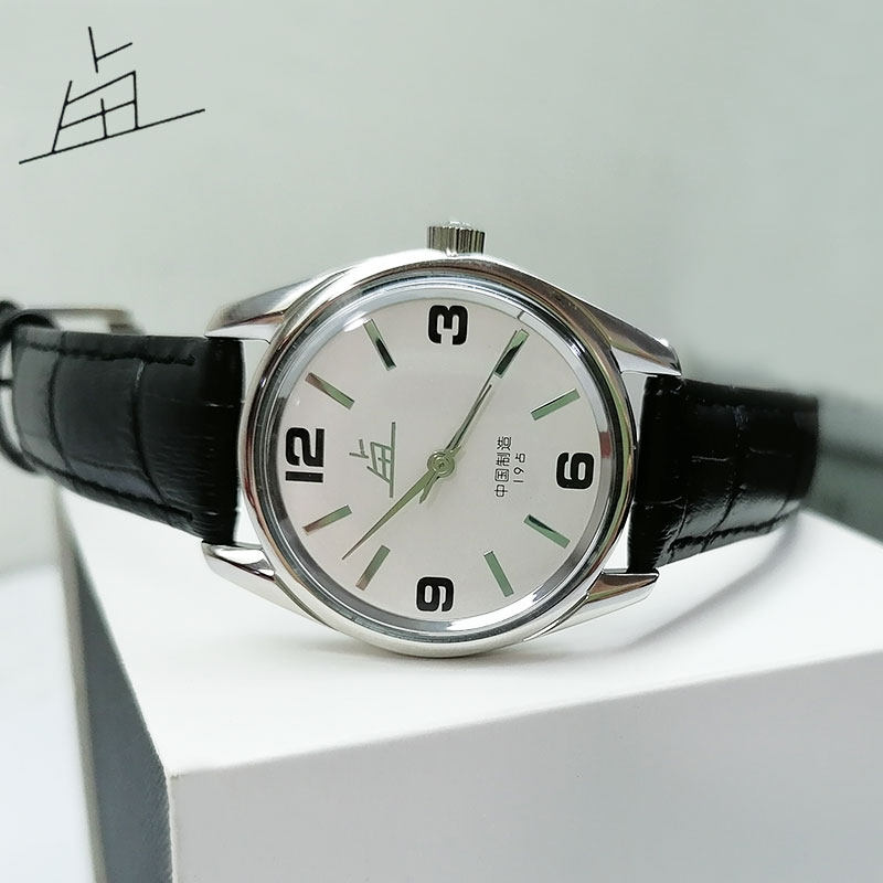 老上海国产乱机械男士时尚上弦数字黑色简约正品真皮复古欧尚海表