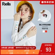 Puella La Chapelle's thin white knitted sweater women's spring new Korean style long-sleeved top loose