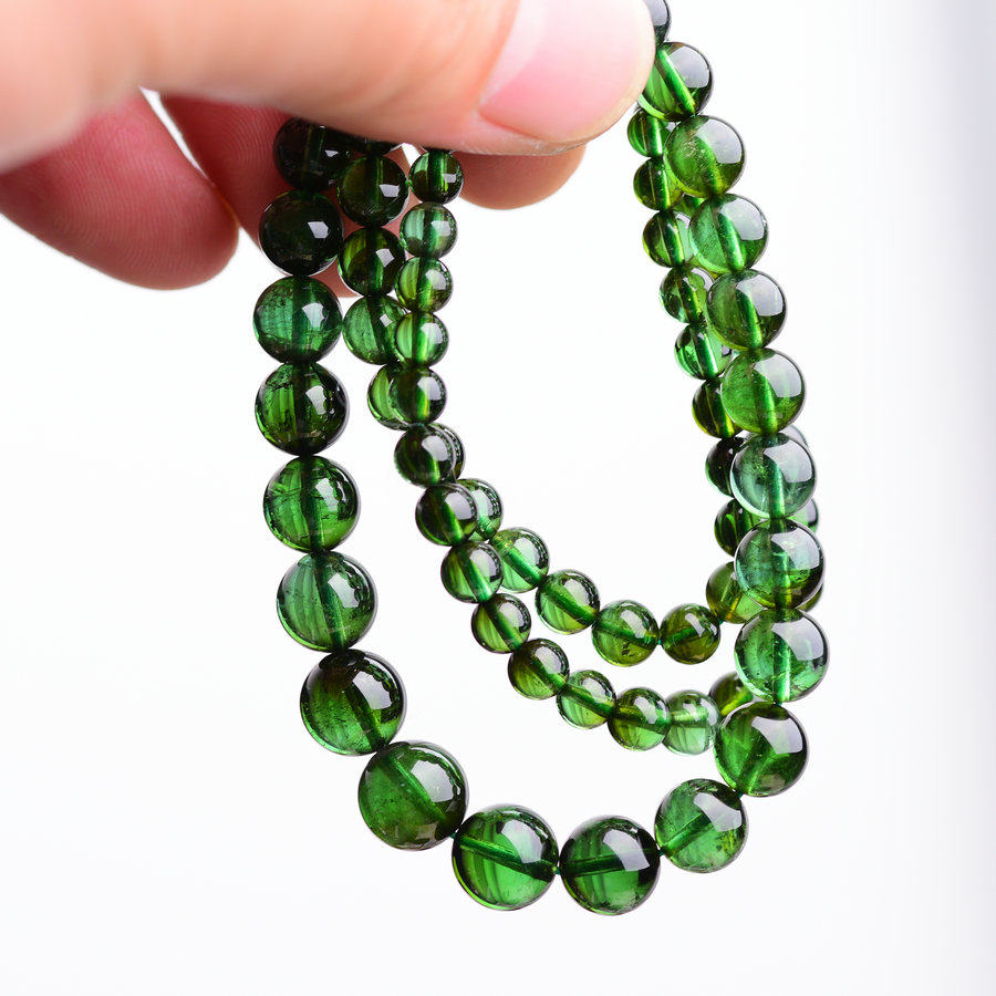 极品巴西老矿料纯天然碧玺项链 绿碧玺塔链 5-9.7mm 39.69g