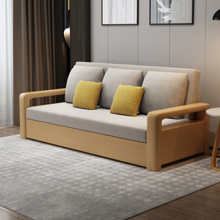 折叠沙发床坐卧两用实木多功能单双人小户型简约现代客厅阳台书房