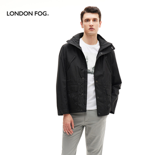 伦敦雾春季新品商务休闲合身防风外套可脱卸帽风雨外套短款夹克男