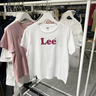 夏季新品Lee女士短袖T恤白色纯棉宽松显瘦LWT0052753RT00F-K14000