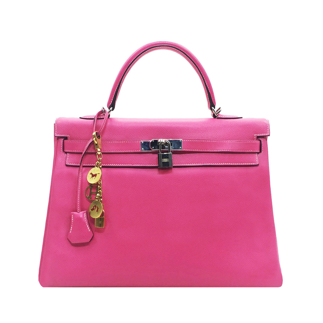 【9.8新】hermes/爱马仕 玫红色kelly 35 手提单肩包