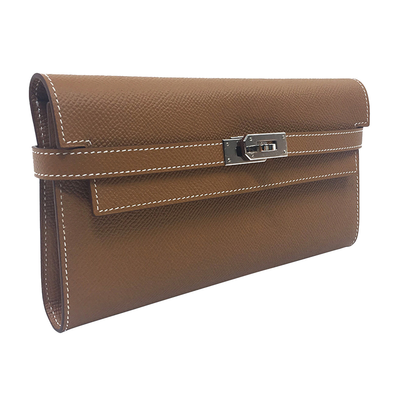 [9.9新]爱马仕hermes中性棕色kelly长款钱包未使用