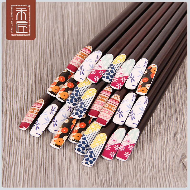 日式尖头筷子铁木防滑筷子套装筷子家用非塑料合金
