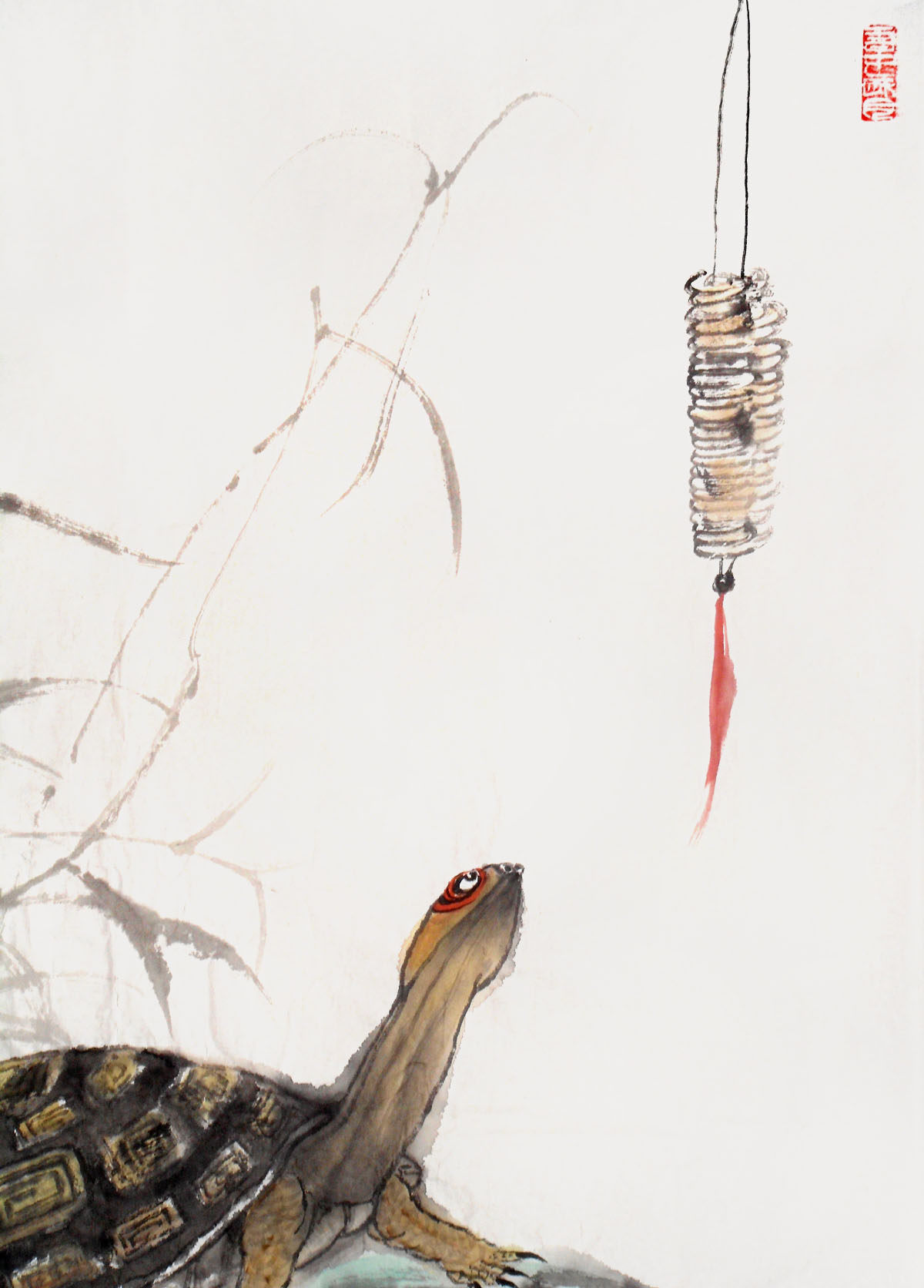 张要武《乌龟口内吐灵金》 省美协 杭州江南书画院画家