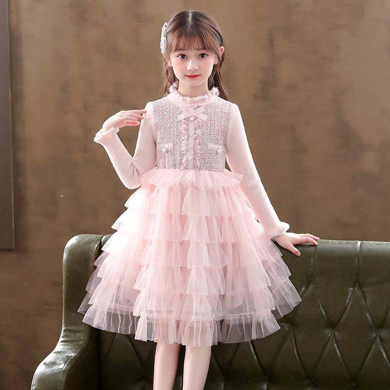 女童春秋连衣裙2022新款儿童长袖蓬蓬纱裙子小女孩冬季洋气公主裙