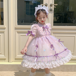 儿童洛丽塔公主裙女童萝莉塔连衣裙女孩夏季短袖蓬蓬纱迪士尼礼服
