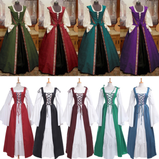 欧洲宫廷女裙中世纪复古演出服装话剧公主化装舞会主持艺考服装