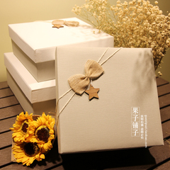 极简纯色正方形特大号高档商务礼品盒文艺精致个性仿布艺礼物盒