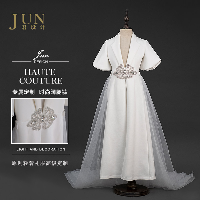 君设计 女童唐装古装连衣裙走秀超仙气儿童礼服汉服夏