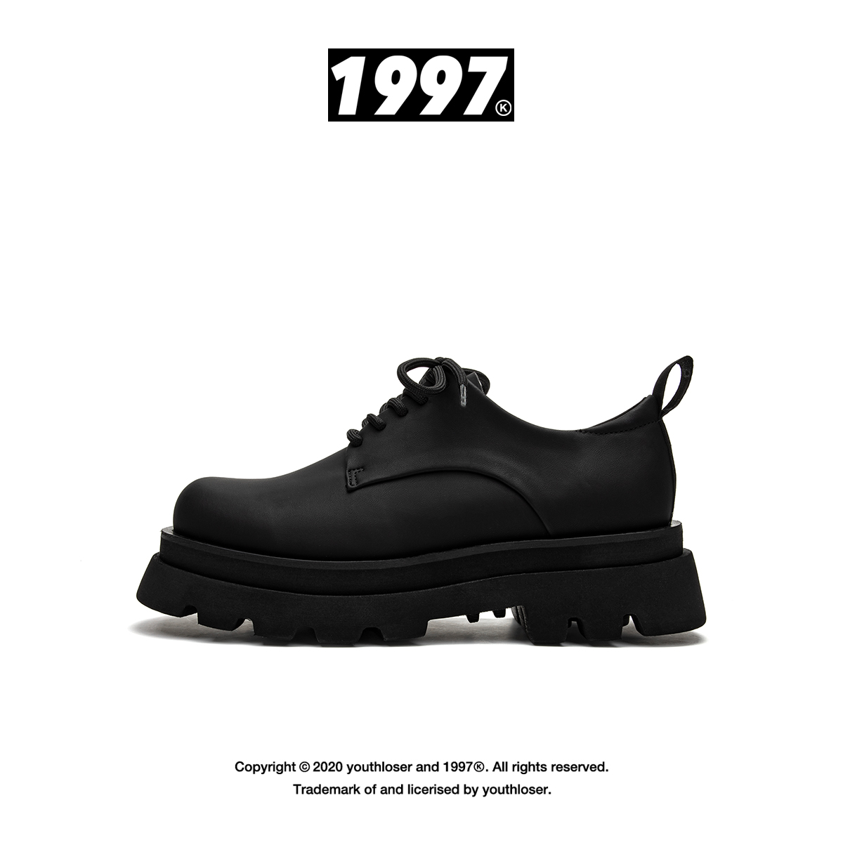 1997k 原创厚底增高皮鞋通勤cleanfit情侣大头碳黑德比鞋男女同款